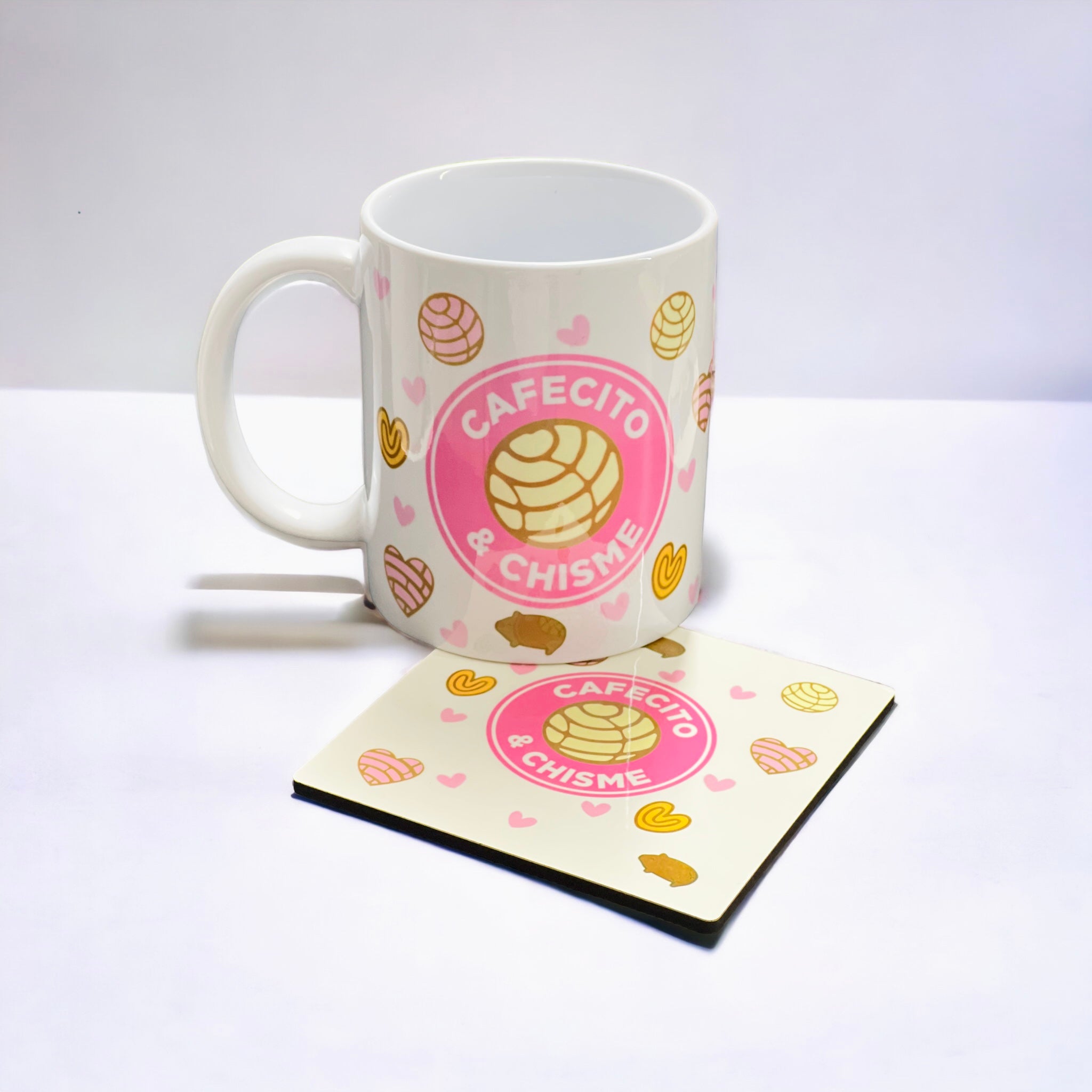 Cafecito y Chisme Mug & Coaster