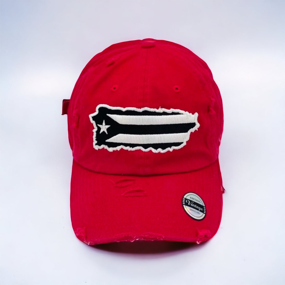 Black & White Puerto Rican Island Flag Dad Hat