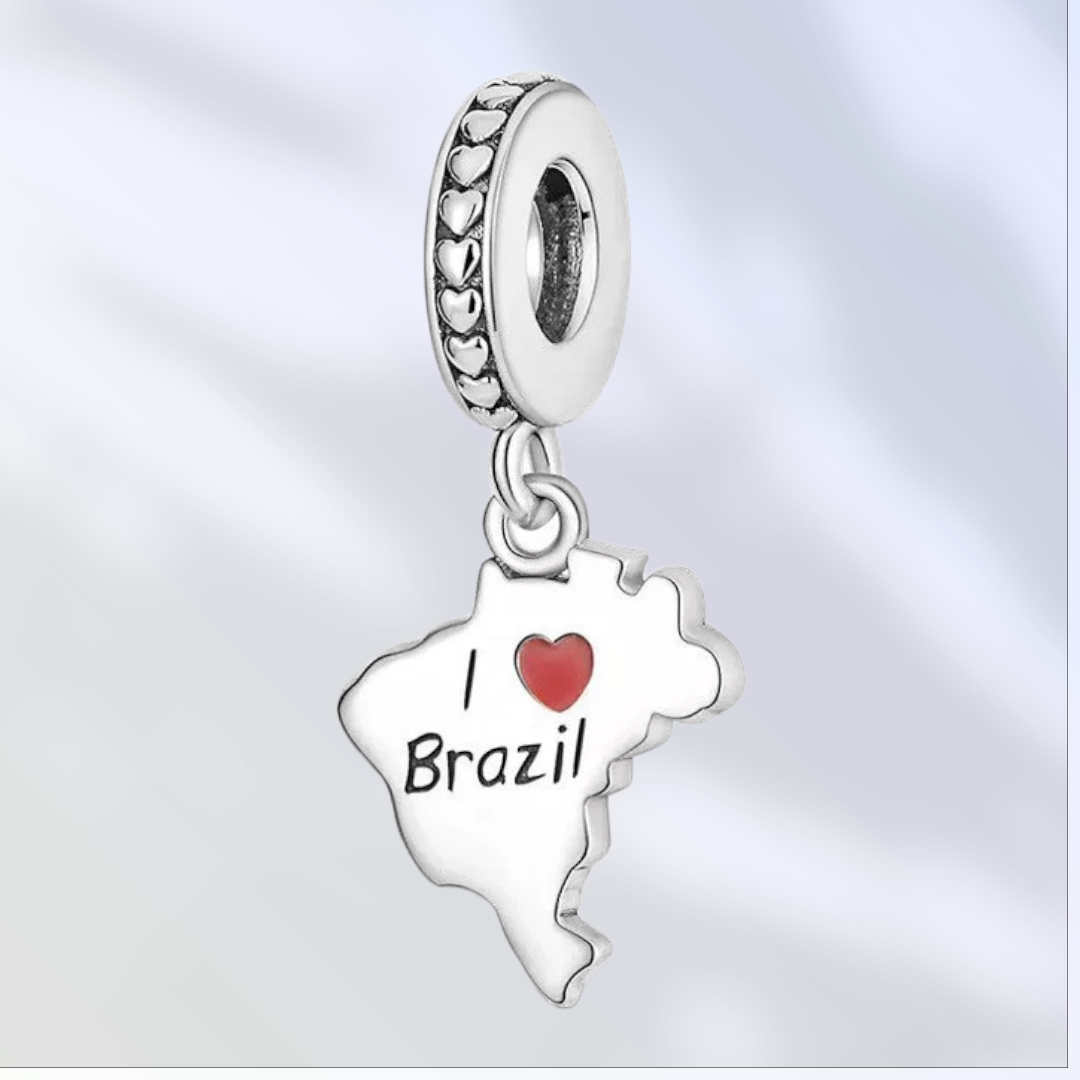 Brazil 925 Sterling Silver Bracelet Charm