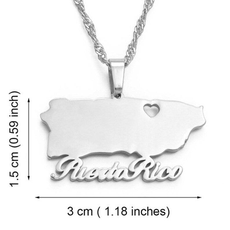 Puerto Rico Heart Island Necklace