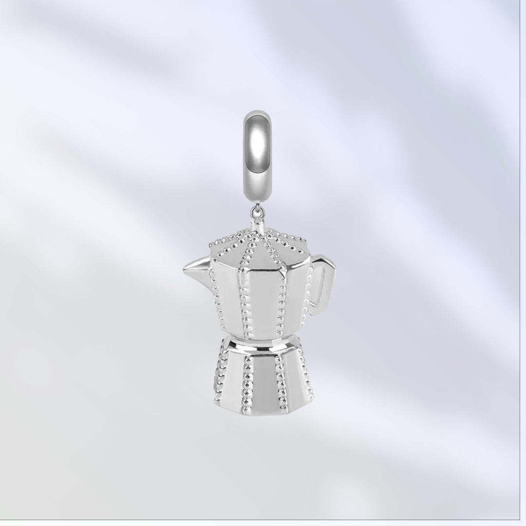 Cafetera 925 Sterling Silver Greca Bracelet Charm