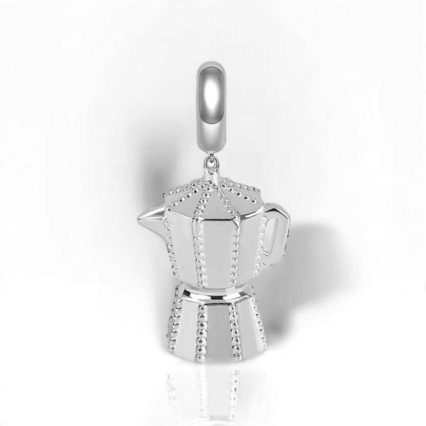 Cafetera 925 Sterling Silver Greca Bracelet Charm