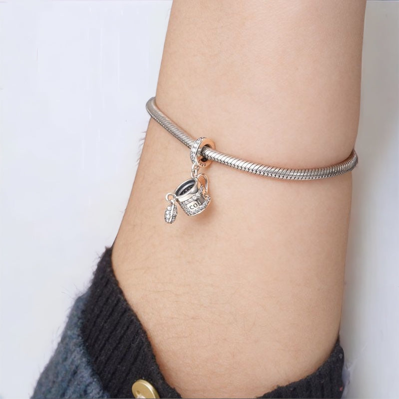 Coffee 925 Sterling Silver Bracelet Charm