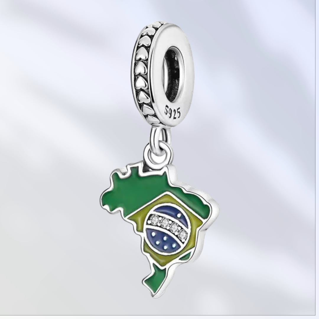 Brazil 925 Sterling Silver Bracelet Charm